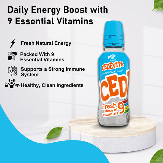 12 Bottles of Cedevita Fresh Vitamin Drink – Elderberry & Lemon Flavor | Refreshing & Enriched with 9 Vitamins