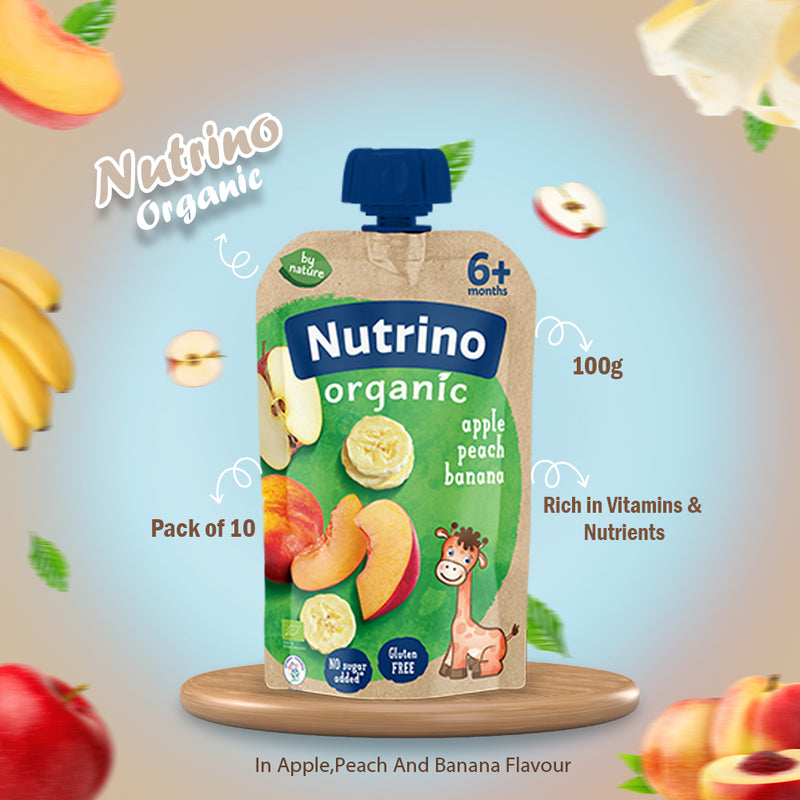 Load image into Gallery viewer, Nutrino BIO apple pear peach 10 x 100g
