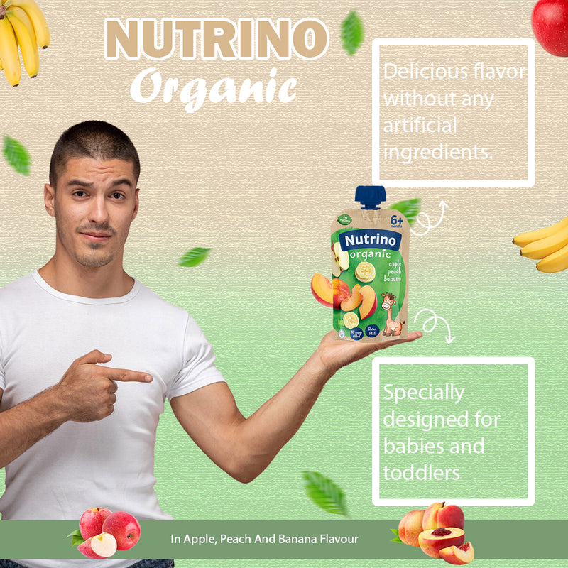 Load image into Gallery viewer, Nutrino BIO apple pear peach 10 x 100g
