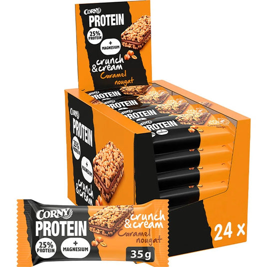 CORNY High Protein Crunch Caramel Nougat Bar 35g - (24 Pack)