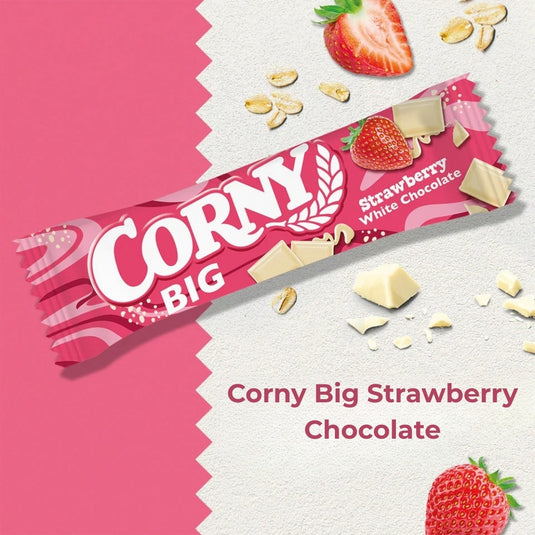 CORNY BIG Strawberry White Chocolate 40g - 24 Pack Snack Bars