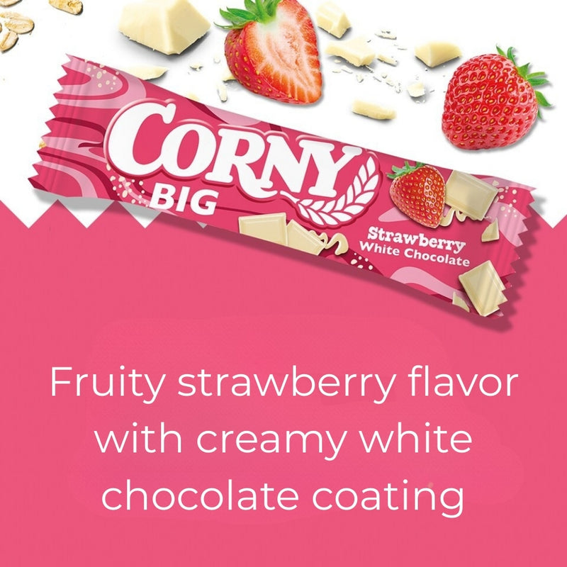 갤러리 뷰어에 이미지 로드, CORNY BIG Strawberry White Chocolate 40g - 24 Pack Snack Bars
