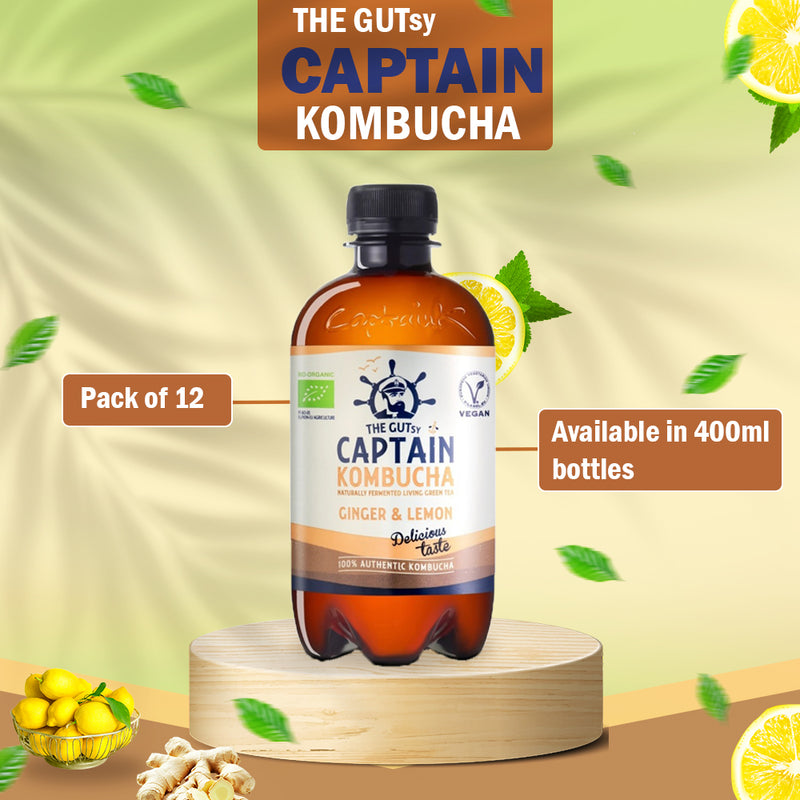 将图像加载到画廊查看器中，勇敢船长康普茶 12 x 400 毫升 姜柠檬味
