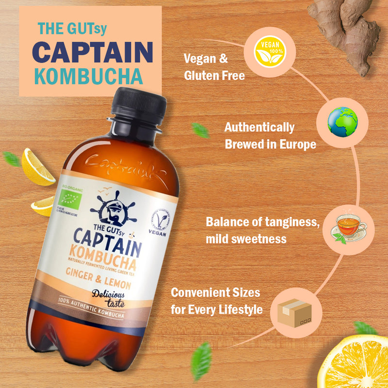 将图像加载到画廊查看器中，勇敢船长康普茶 12 x 400 毫升 姜柠檬味
