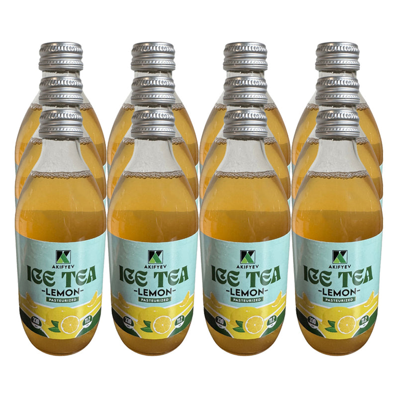 Load image into Gallery viewer, AKIFYEV BIO Ice Tea Lemon 12 x 330 ml | Premium Organic Ice Tea in Glass Bottles | Cold Brew + Nitrogen Flush | Natural, Vegan &amp; Allergen-Free Refreshment
