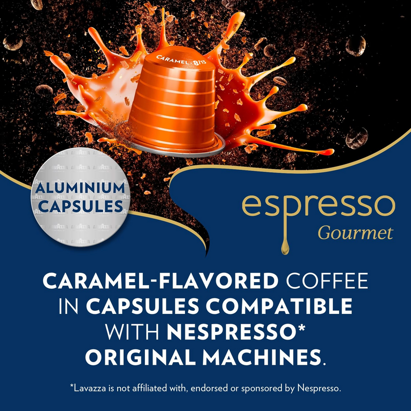 Load image into Gallery viewer, LAVAZZA NESPRESSO ESPRESSO CARAMEL. Master case 100 CAPS.
