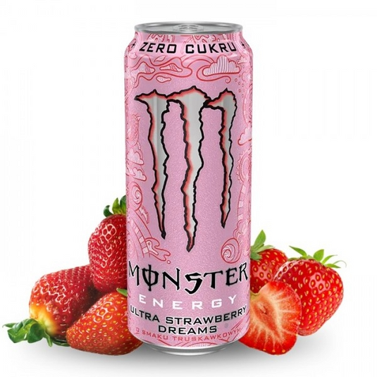 Monster Energy Drink Ultra Strawberry Dreams, Zero Sugar Energy Drink, 12 x 500 ml