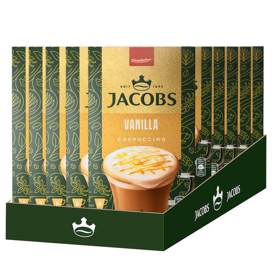 JACOBS Vanilla Cappuccino Instant Coffee – 8 Sticks (96g) | Available in 1 Box & 10 Boxes (80 Sticks)