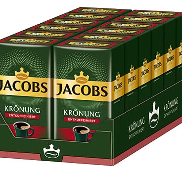 Load image into Gallery viewer, JACOBS 500g Krönung Entkoffeiniert Decaf Ground Coffee – Smooth Flavor, Premium German Coffee, Mild Aroma – Pack of 12
