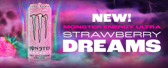 Monster Energy Drink Ultra Strawberry Dreams, Zero Sugar Energy Drink, 12 x 500 ml