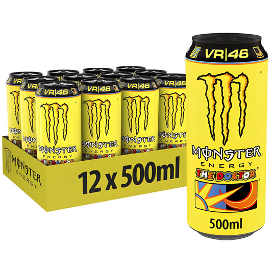 Monster Energy The Doctor Cafeïnehoudende energiedrank met tintelende citroensmaak in praktische wegwerpblikjes (12 x 500 ml) 