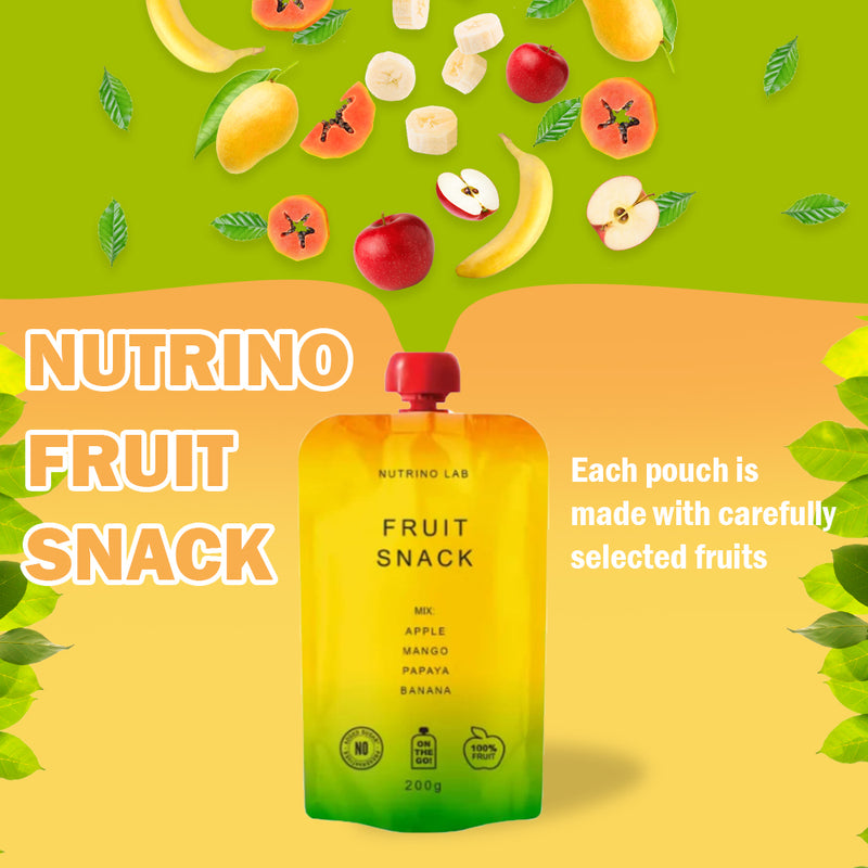Load image into Gallery viewer, NUTRINO LAB FRUIT SNACK – apple, mango, papaya, banana 6 x 200g
