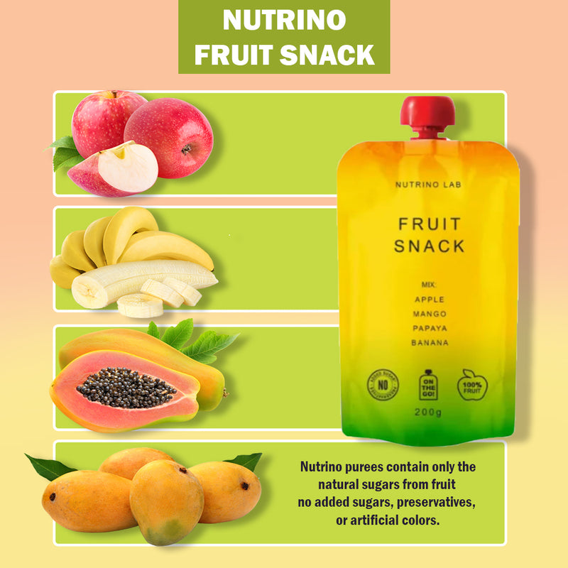 Load image into Gallery viewer, NUTRINO LAB FRUIT SNACK – apple, mango, papaya, banana 6 x 200g
