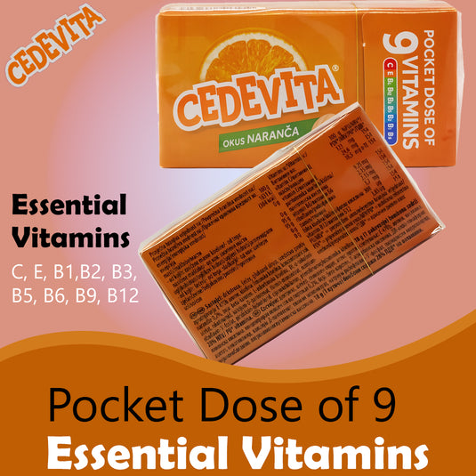 Pack of 8 Cedevita Multivitamin Healthy and Sweet Candies (Orange) - 19.5g