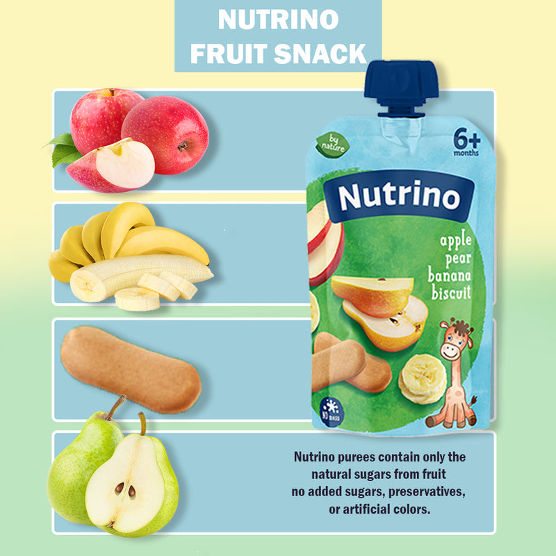 Load image into Gallery viewer, Nutrino apple pear banana with cereals 10 x 100g
