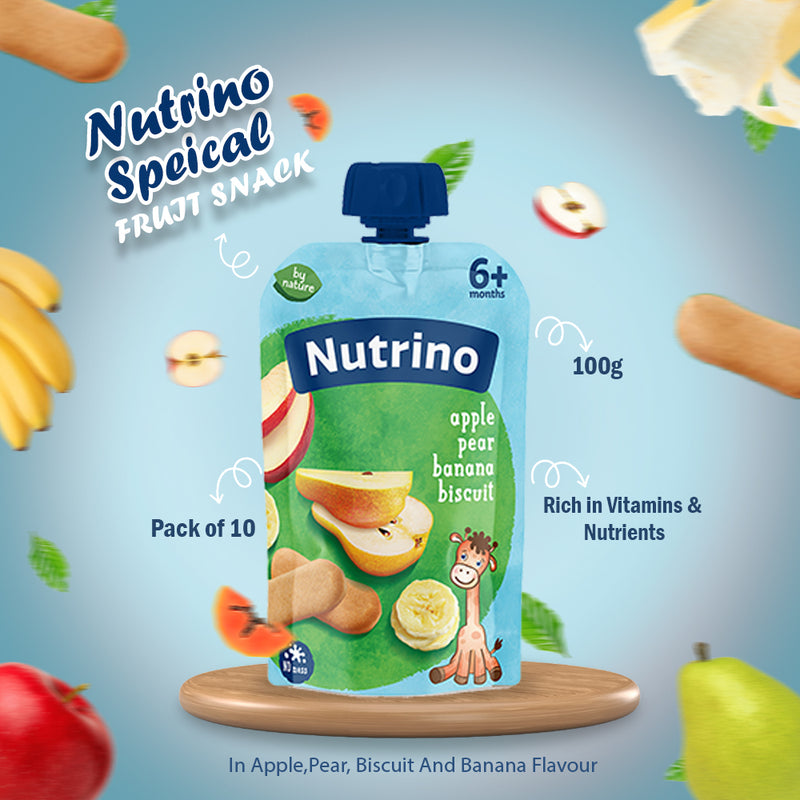 Load image into Gallery viewer, Nutrino apple pear banana with cereals 10 x 100g

