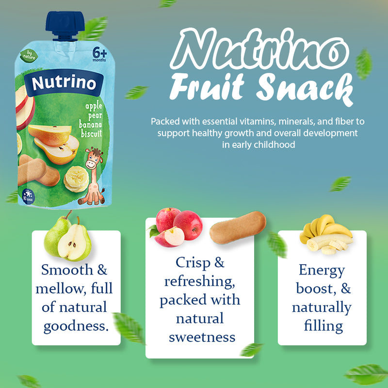 Load image into Gallery viewer, Nutrino apple pear banana with cereals 10 x 100g
