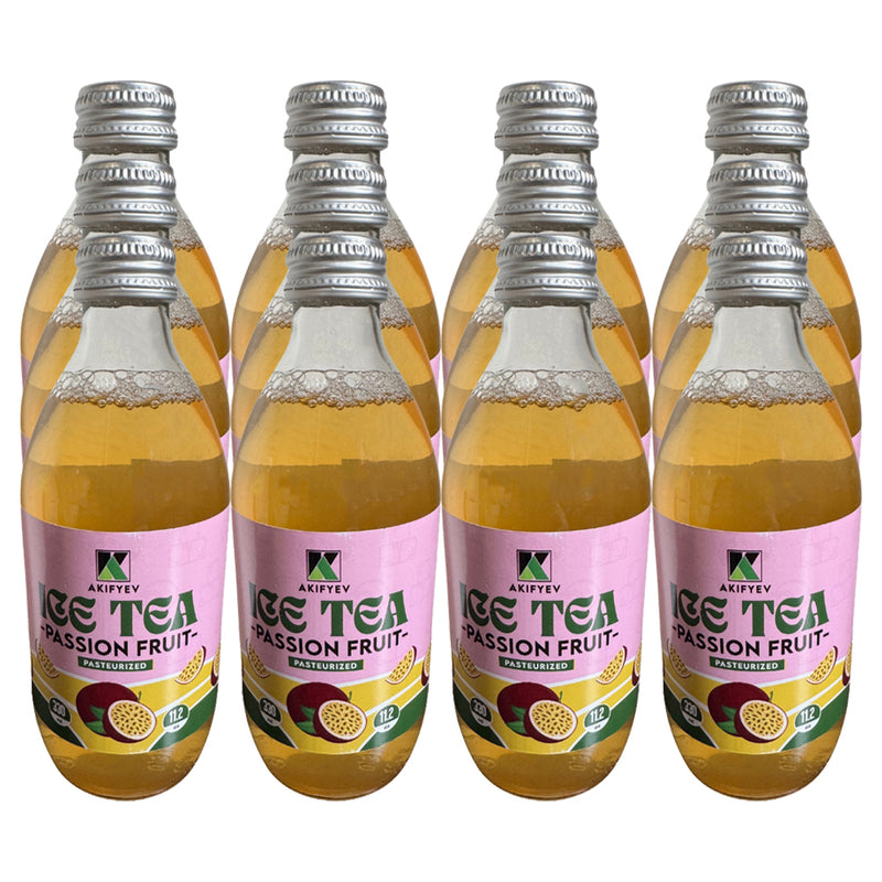 Load image into Gallery viewer, AKIFYEV BIO Ice Tea Passion Fruit 12 x 330 ml | Premium Organic Ice Tea in Glass Bottles | Cold Brew + Nitrogen Flush | Natural, Vegan &amp; Allergen-Free Refreshment

