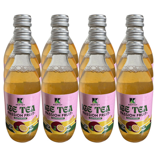 AKIFYEV BIO Ice Tea Passion Fruit 12 x 330 ml | Premium Organic Ice Tea in Glass Bottles | Cold Brew + Nitrogen Flush | Natural, Vegan & Allergen-Free Refreshment