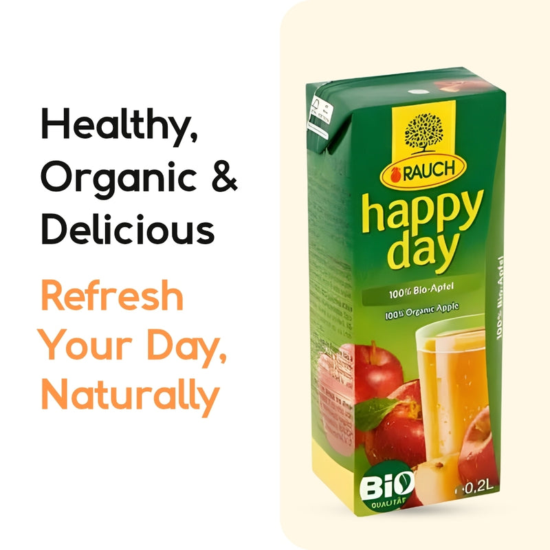 将图像加载到画廊查看器中，RAUCH 快乐时光有机苹果汁 100% – 0.2 升 – 27 瓶装
