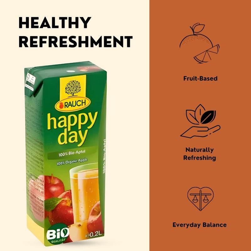 将图像加载到画廊查看器中，RAUCH 快乐时光有机苹果汁 100% – 0.2 升 – 27 瓶装
