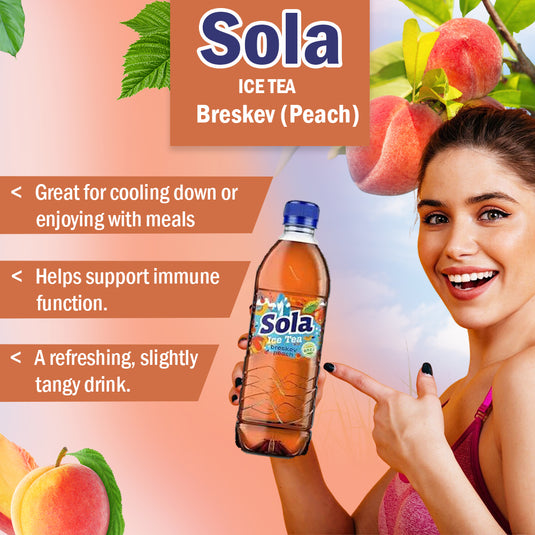 SOLA Peach Ice Tea 0.5L PET - Refreshing Peach Iced Tea (12 Pack)