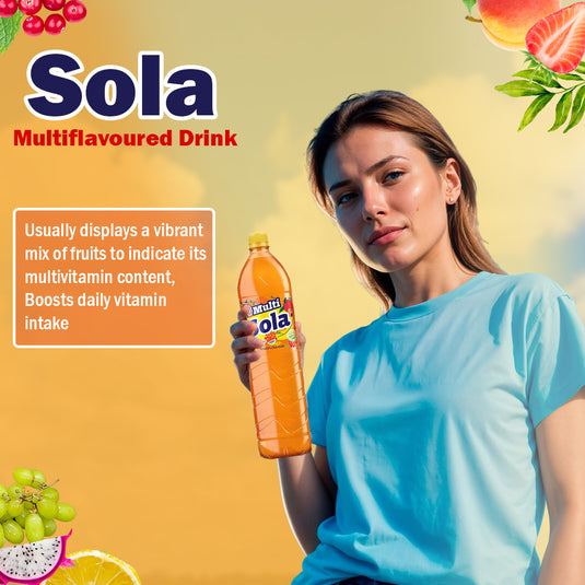 Sola Multivitamine Sap, 1,5 L Prime Drink, Verpakking van 6 Verse Multivitamine Sap voor Verfrissing, Vers Multivitamine Sap met Echte Smaak, Sap met Geperste Smaak en Echte Ingrediënten 