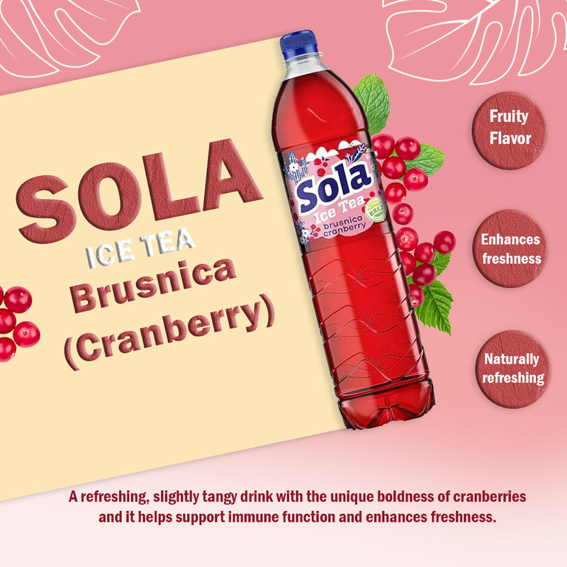 Load image into Gallery viewer, SOLA de echte smaak - Gemaakt met echte ingrediënten en met geperste smaak (cranberry, 1,5 L) 
