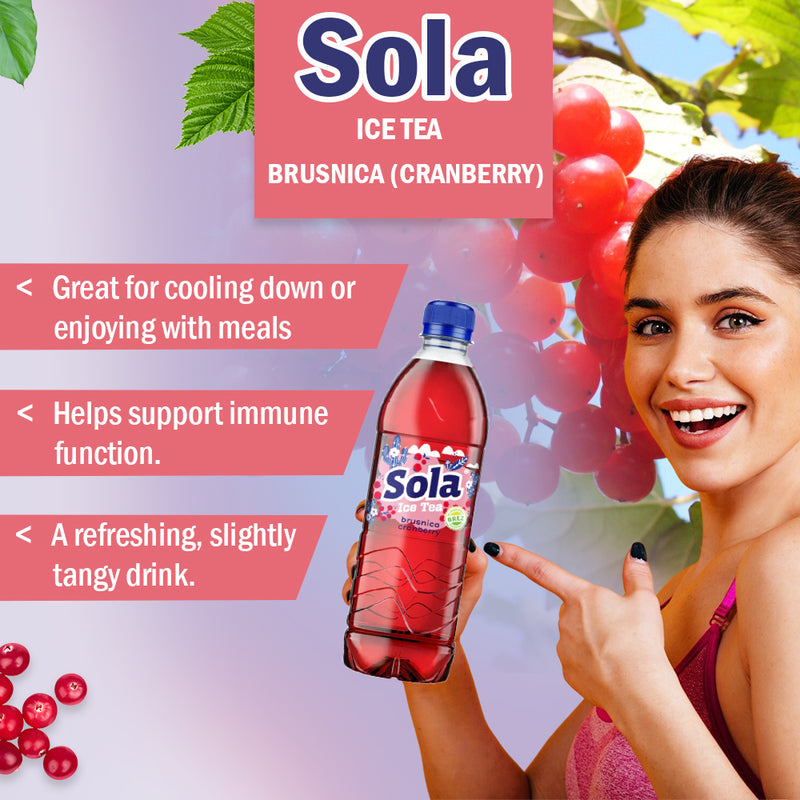 Load image into Gallery viewer, SOLA de echte smaak - Gemaakt met echte ingrediënten en met geperste smaak (perzik, 0,5 L) (cranberry, 0,5 L) 
