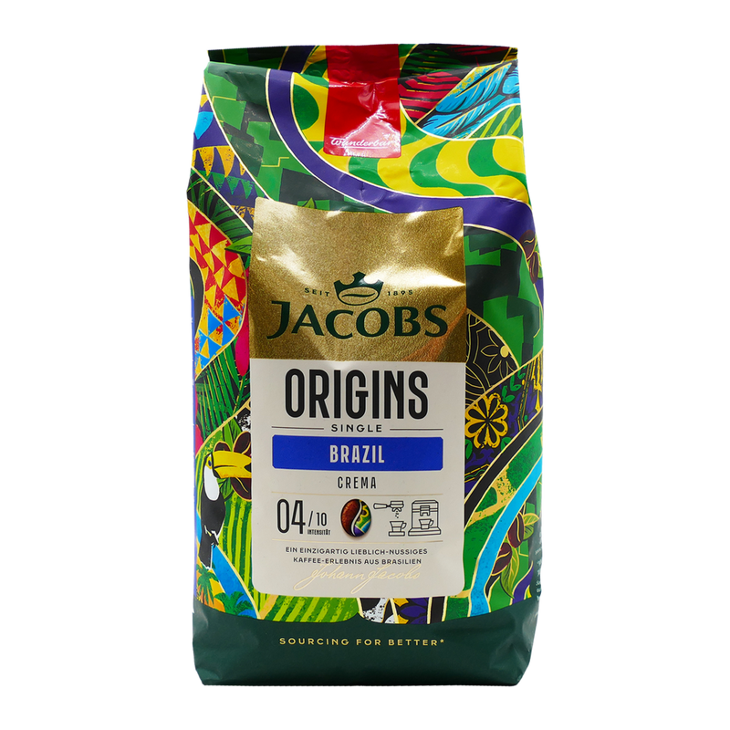 Load image into Gallery viewer, Jacobs Origins Brazil 1 kg – Premium Whole Bean Coffee – Balanced Roast, Nutty &amp; Chocolate Notes, Ideal for Espresso &amp; Filter

