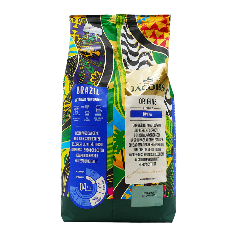 Load image into Gallery viewer, Jacobs Origins Brazil 1 kg – Premium Whole Bean Coffee – Balanced Roast, Nutty &amp; Chocolate Notes, Ideal for Espresso &amp; Filter
