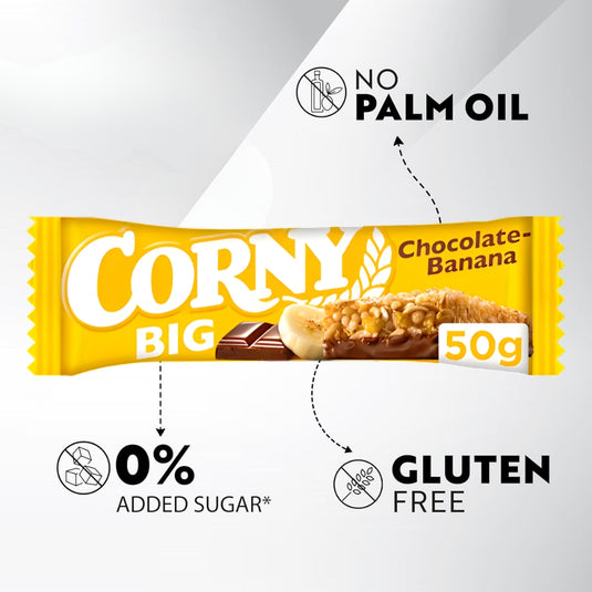 CORNY Big Chocolate & Banana Bar 50g (Pack of 24)