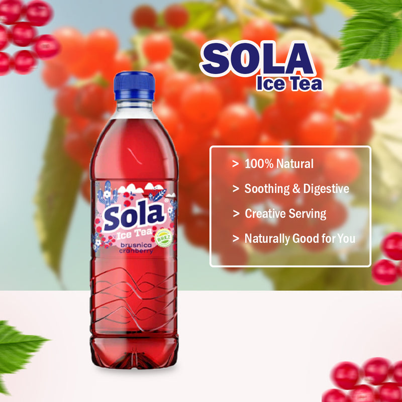 Load image into Gallery viewer, SOLA de echte smaak - Gemaakt met echte ingrediënten en met geperste smaak (perzik, 0,5 L) (cranberry, 0,5 L) 
